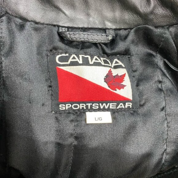 Vintage Canada Sportswear Black Lamb Leather Coat W Drawstring Waist L - Picture 4 of 15